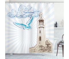 Blue Pop Art Style Shower Curtain