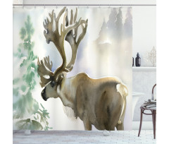 Winter Forest Paint Style Shower Curtain