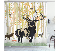 Autumn Forest Wild Animal Shower Curtain