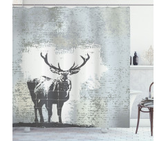Stag Silhouette Grunge Shower Curtain