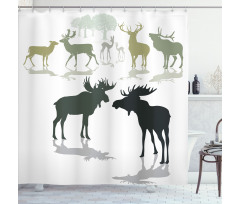 Elk Deer Fawn Forest Shower Curtain