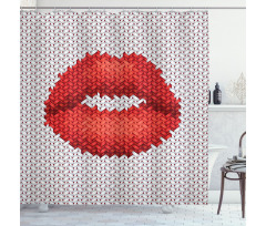 Retro Effect Lips Design Shower Curtain