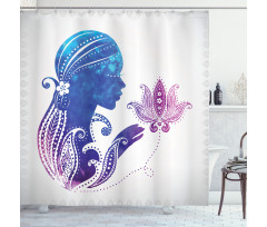 Lady with Floral Hair Shower Curtain
