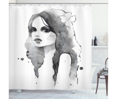 Watercolor Portrait Art Shower Curtain