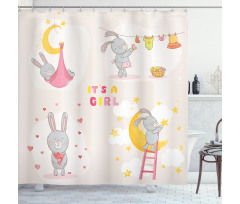 Bunny Baby Love Moon Shower Curtain