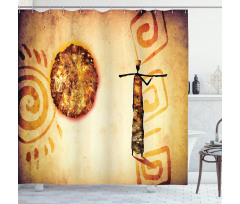 Brown Tribe Art Shower Curtain
