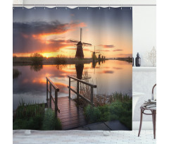Dutch Windmill River Shower Curtain