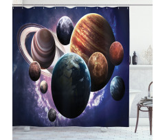 Milky Way Planets Space Shower Curtain