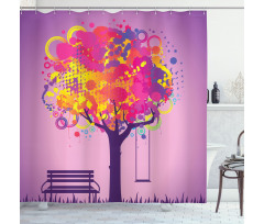 Colorful Leaves Swing Art Shower Curtain