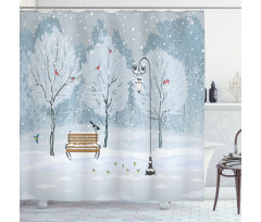 Snow in Park Xmas Trees Shower Curtain