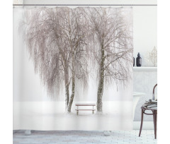 Snowy Bench in the Park Shower Curtain
