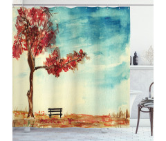 Watercolor Artwork Bench Shower Curtain