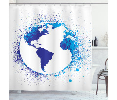 Globe Ink Effect Map Shower Curtain