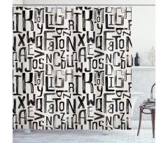 Grunge Letters Pattern Shower Curtain