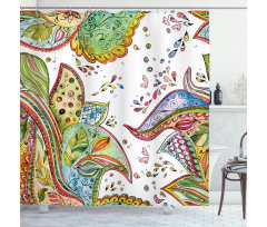 Leaves Flowers Hearts Shower Curtain