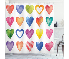 Watercolor Heart Romance Shower Curtain