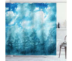 Grunge Sky Foggy Night Shower Curtain