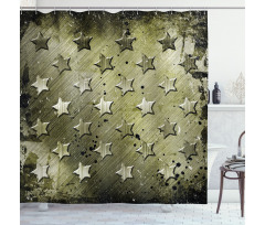 Grunge Effect Stars Shower Curtain