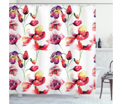 Blooming Tulip Poppy Shower Curtain