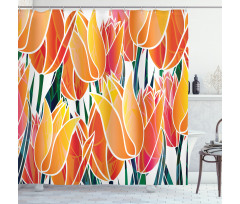 Floral Tulip Garden Shower Curtain