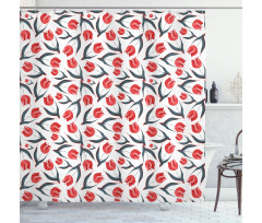 Vintage Inspired Tulips Shower Curtain