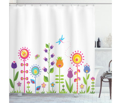 Floral Cartoon Art Shower Curtain