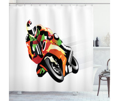 Motorcycle Racer Sport Shower Curtain