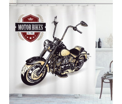 Old Classic Motorcycle Shower Curtain