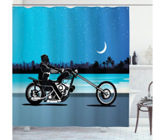 Chopper Motorcycle Shower Curtain