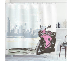 Motorbike by River Shower Curtain