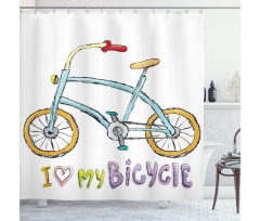 Bicycle Kids Love Words Shower Curtain