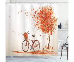 Orange Autumn Tree Shower Curtain