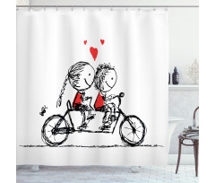 Couple Cycling Together Shower Curtain