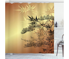 Bamboo Motifs Shower Curtain