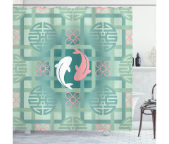 Dolphin Couple Asian Shower Curtain