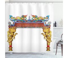 Eastern Building and Dragon Shower Curtain