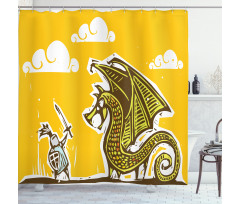 Knight with Dragon Shower Curtain
