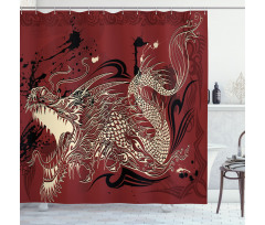 Japanese Dragon Doodle Shower Curtain