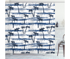 Romantic Sea and Palm Shower Curtain