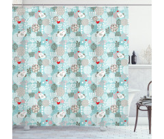 Birds Hearts Flowers Shower Curtain