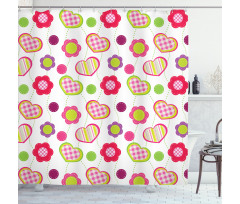 Flowers Heart Shapes Shower Curtain