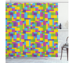 Colorful Blocks Game Cube Shower Curtain