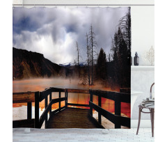 Hot Spring Scenery Shower Curtain