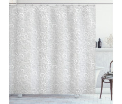 Curly Retro Floral Design Shower Curtain