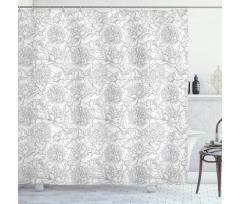 Peonies with Leaves Bud Shower Curtain