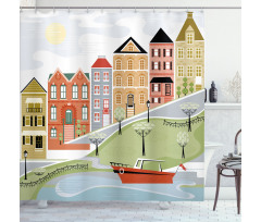 Quaint Village Street Shower Curtain