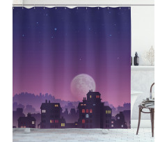 Moon Starry Night Sky Shower Curtain