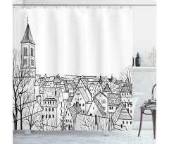 Sketch Style Cityscape Shower Curtain