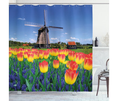 Blooming Tulip Windmill Shower Curtain