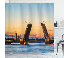 Bridge Seascape Sunset Shower Curtain